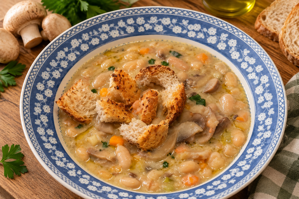 ZUPPA CREMOSA DI FAGIOLI E FUNGHI
