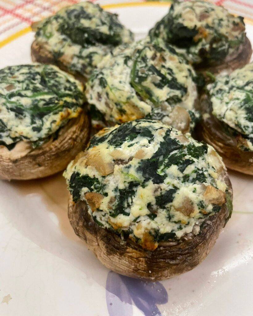 funghi ripieni di ricotta e spinaci