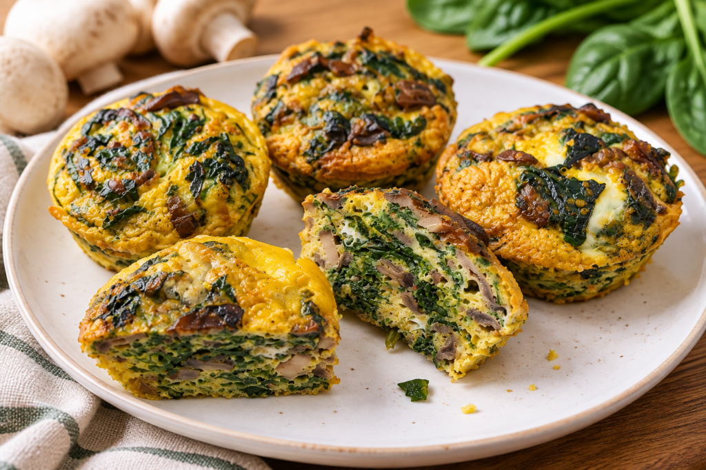 muffin di frittata con funghi e spinaci
