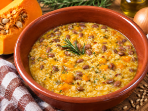 minestra di cereali ZUCCA E FAGIOLI