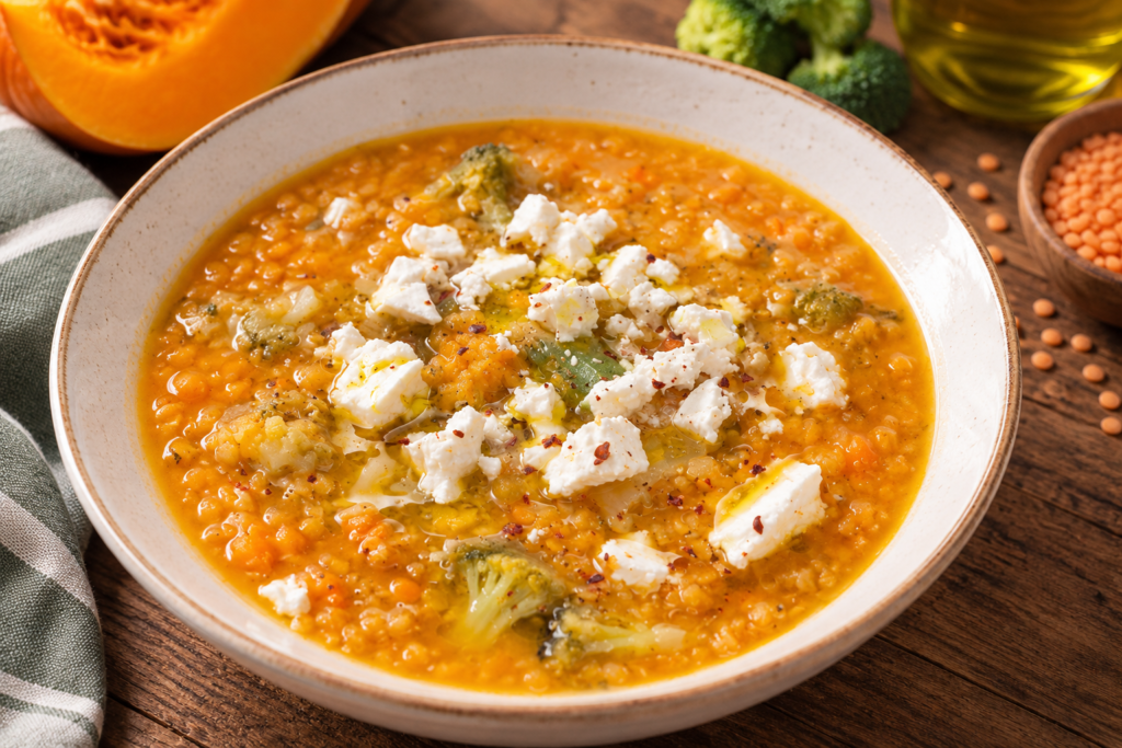 Zuppa rustica di lenticchie e verdure