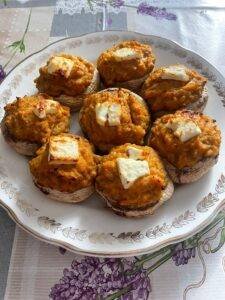funghi ripieni di zucca e feta