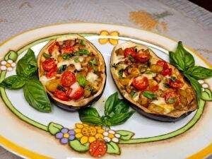 barchette di melanzane e mozzarella