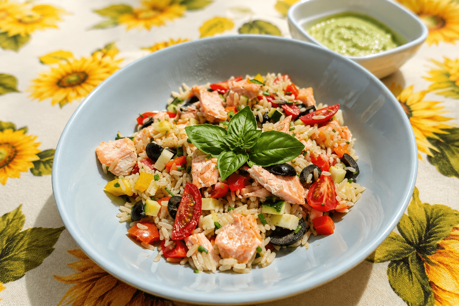 insalata di riso con maionese di avocado