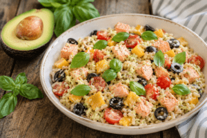 insalata di riso con maionese di avocado