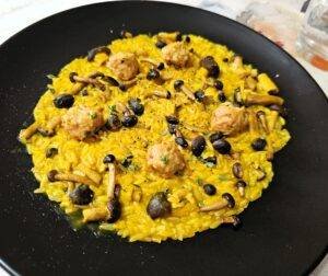 RISOTTO ALLA ZUCCA FUNGHI E POLPETTE AL PROFUMO DI TIMO