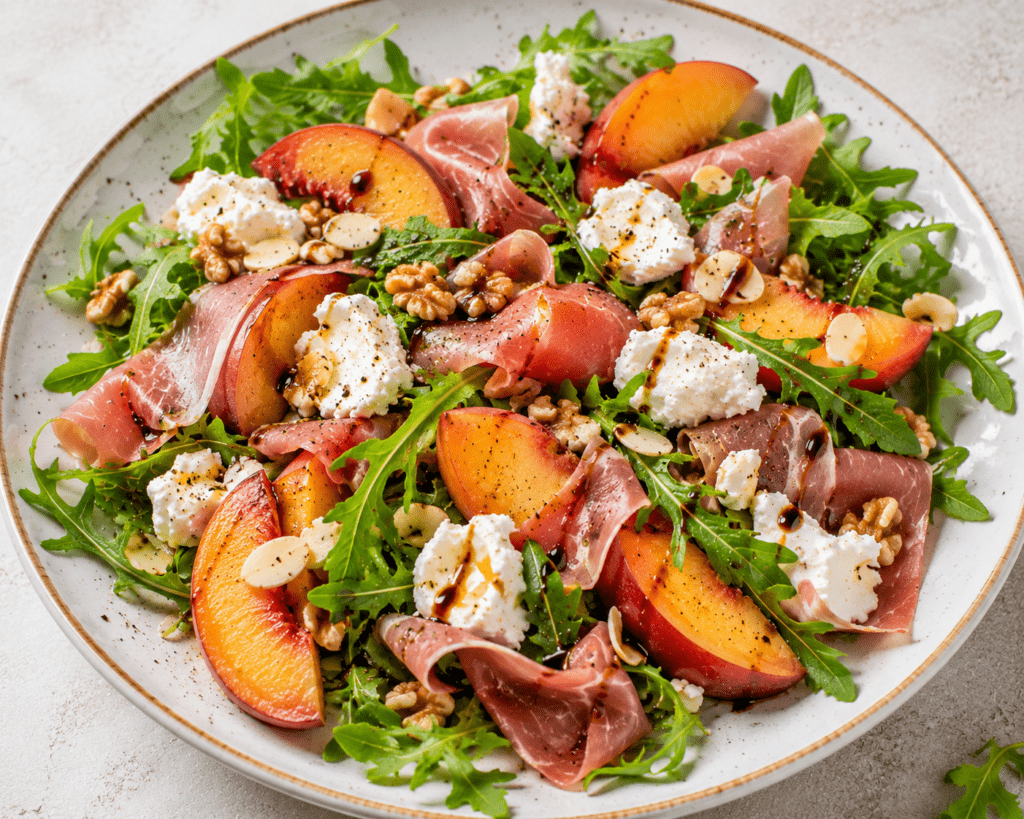 insalata di pesche crudo e caprino