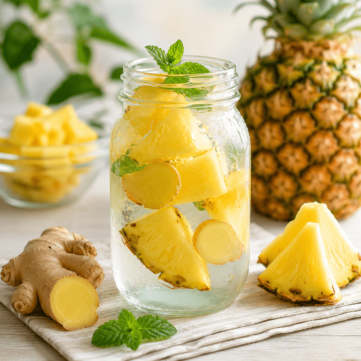acqua ananas e zenzero