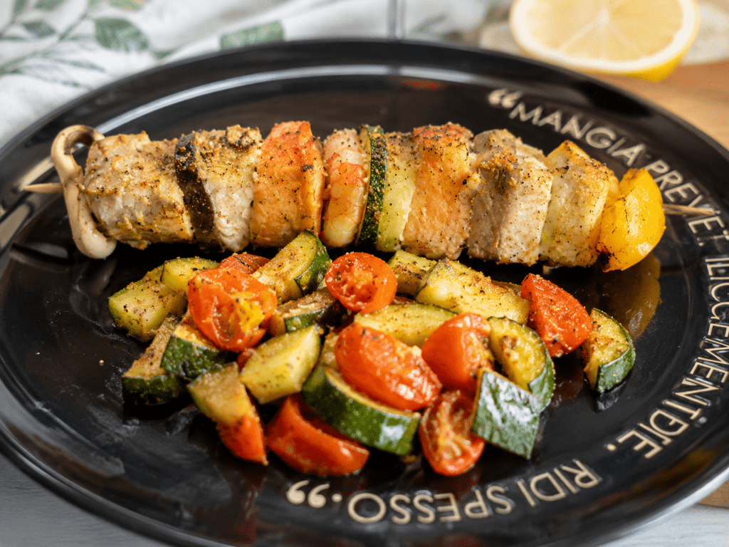 spiedini di pesce gratinati