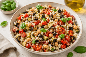 Insalata di riso con caponata di verdure