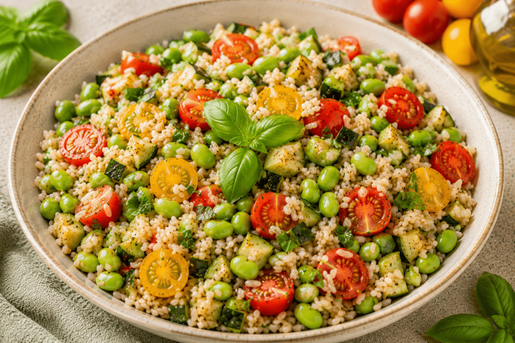 insalata di riso con edamame
