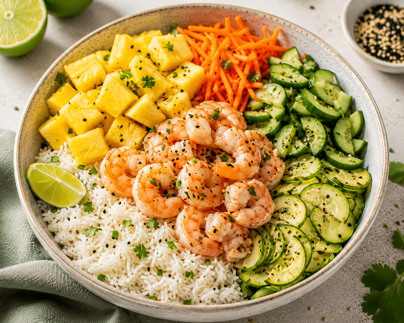 poke gamberi e ananas