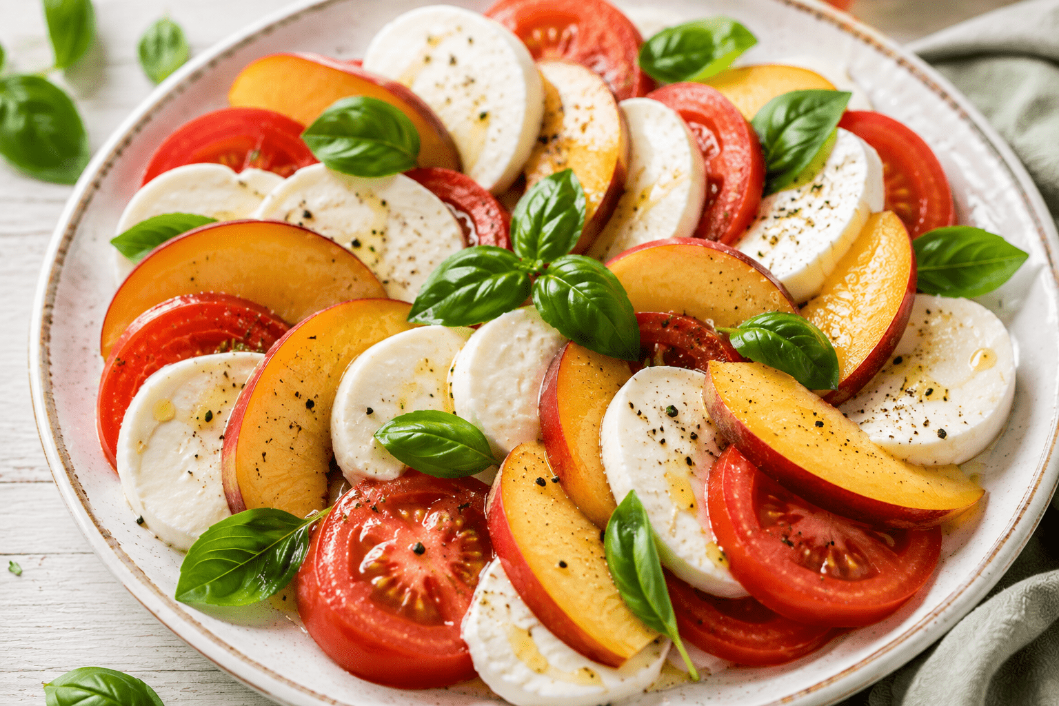 caprese estiva con pesche
