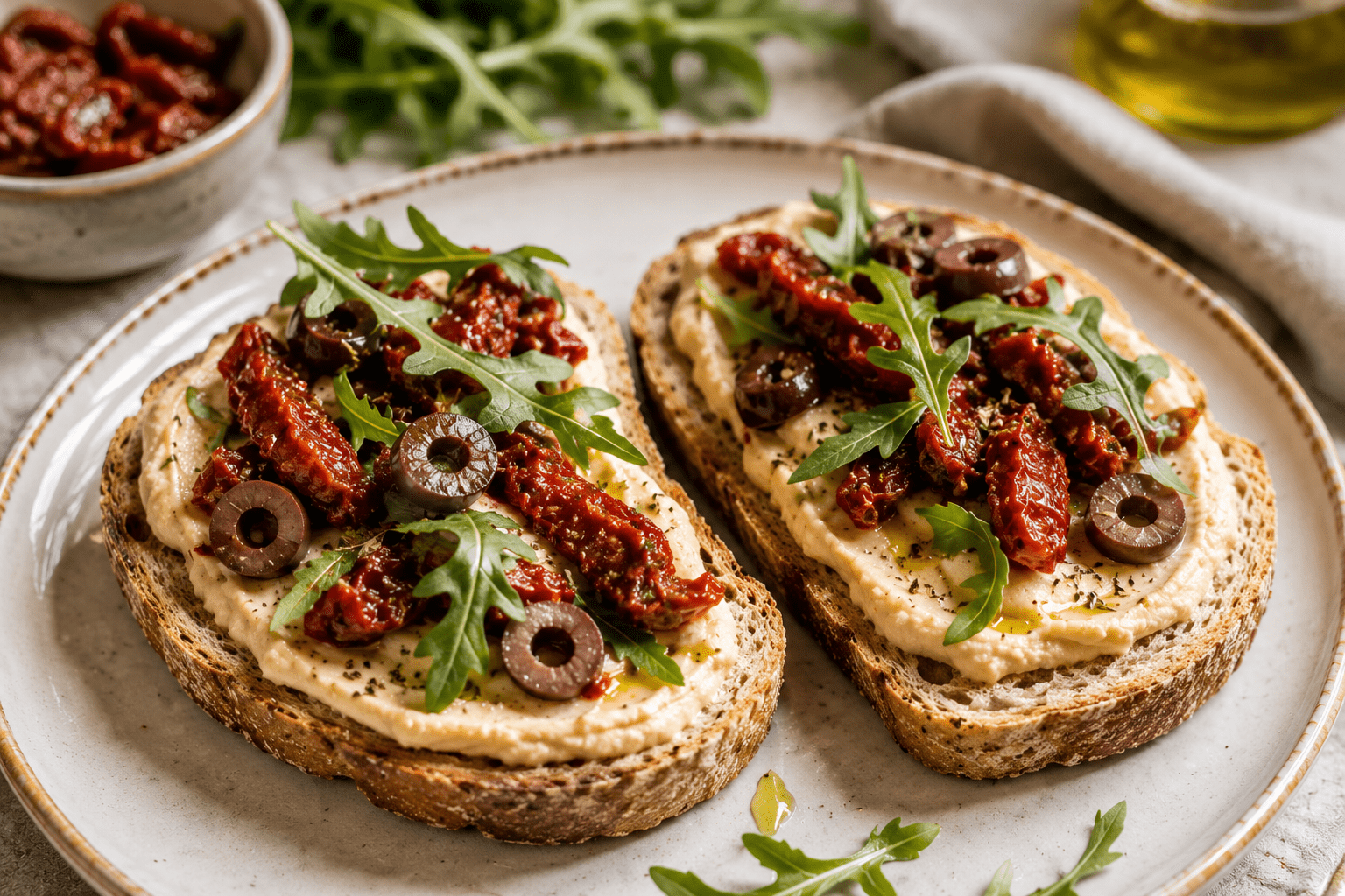 pane integrale con hummus